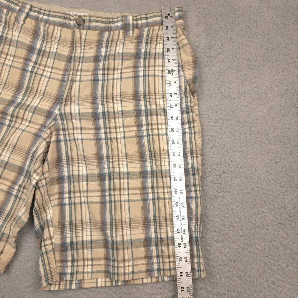 Columbia Plaid Shorts Mens 38 Beige Blue Cotton Casual Outdoor Summer Lightweigh - Picture 2 of 9